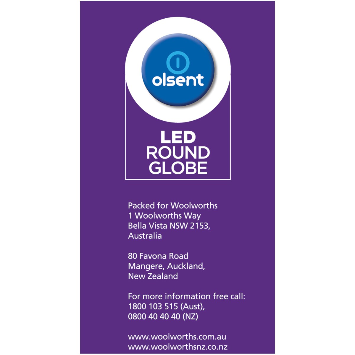 Olsent Led Round Es 5.5W 500Lm Ww Round Globe 5.5 Watt 2 pack