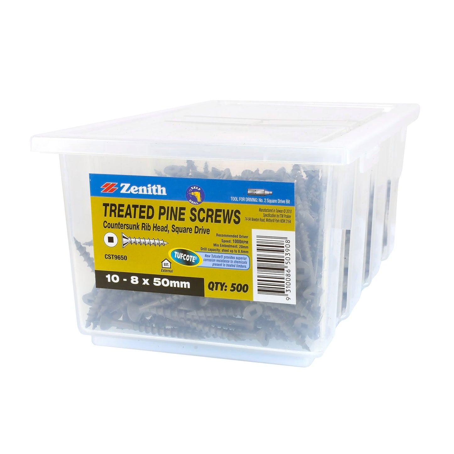 Zenith Treated Pine Screws - 8 x 50mm - 500 Pack