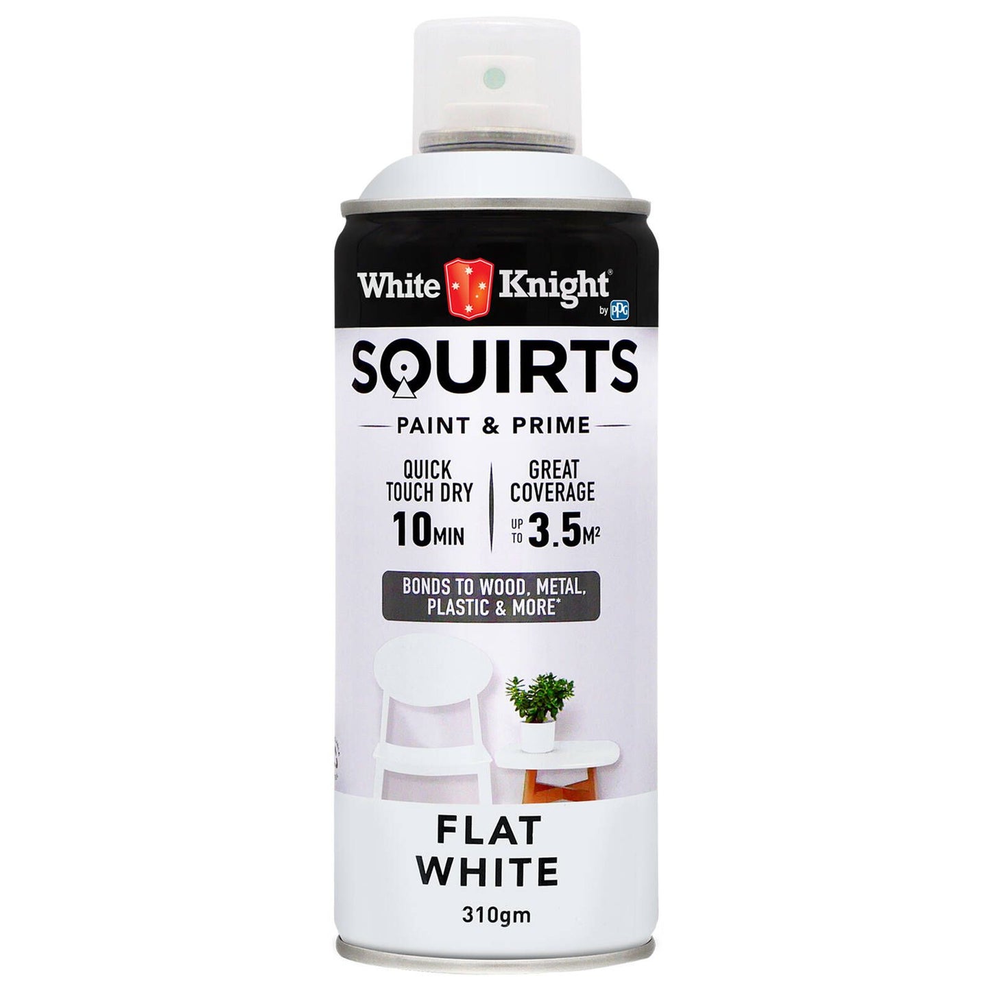 White Knight Squirts White Flat Spray Paint - 310g