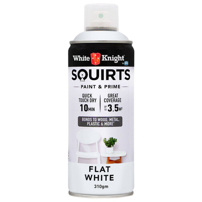White Knight Squirts White Flat Spray Paint - 310g