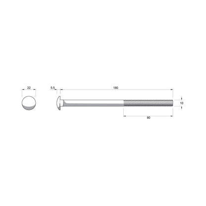 Zenith Hot Dip Galvanised Cup Head Bolts & Nuts - M10 x 180mm - 12 Pack