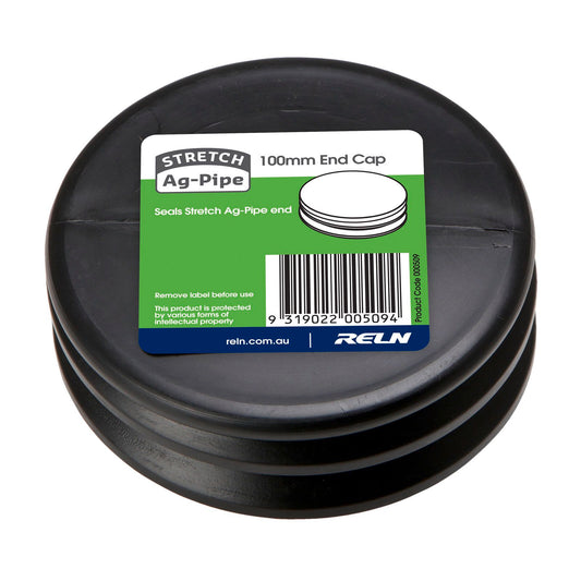 RELN Stretch Ag-Pipe 100mm End Cap Black 000509