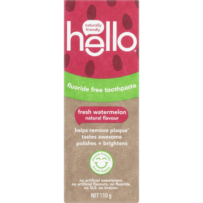 Hello Flouride Free Toothpaste Fresh Watermelon 110g