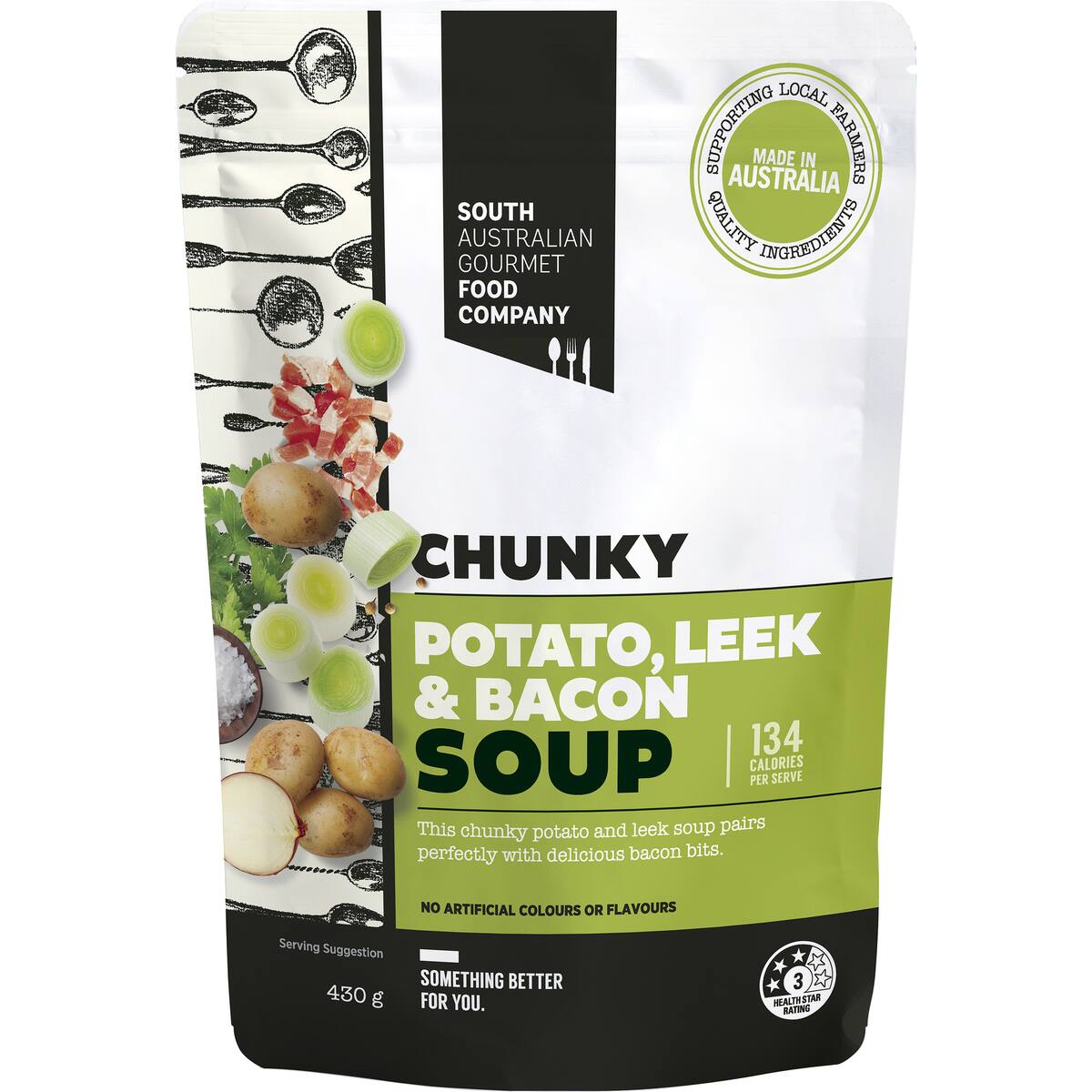 South Australian Gourmet Food Company Chunky Potato Leek & Bacon Soup Pouch 430g