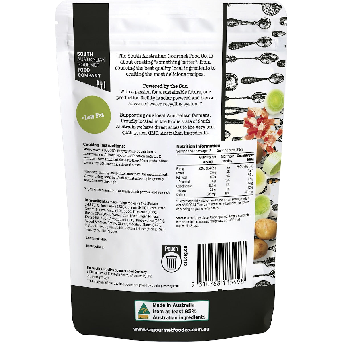 South Australian Gourmet Food Company Chunky Potato Leek & Bacon Soup Pouch 430g