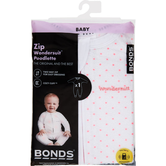 Bonds Zip Wondersuit Poodlette Baby Girl Size 000 - 1 Each