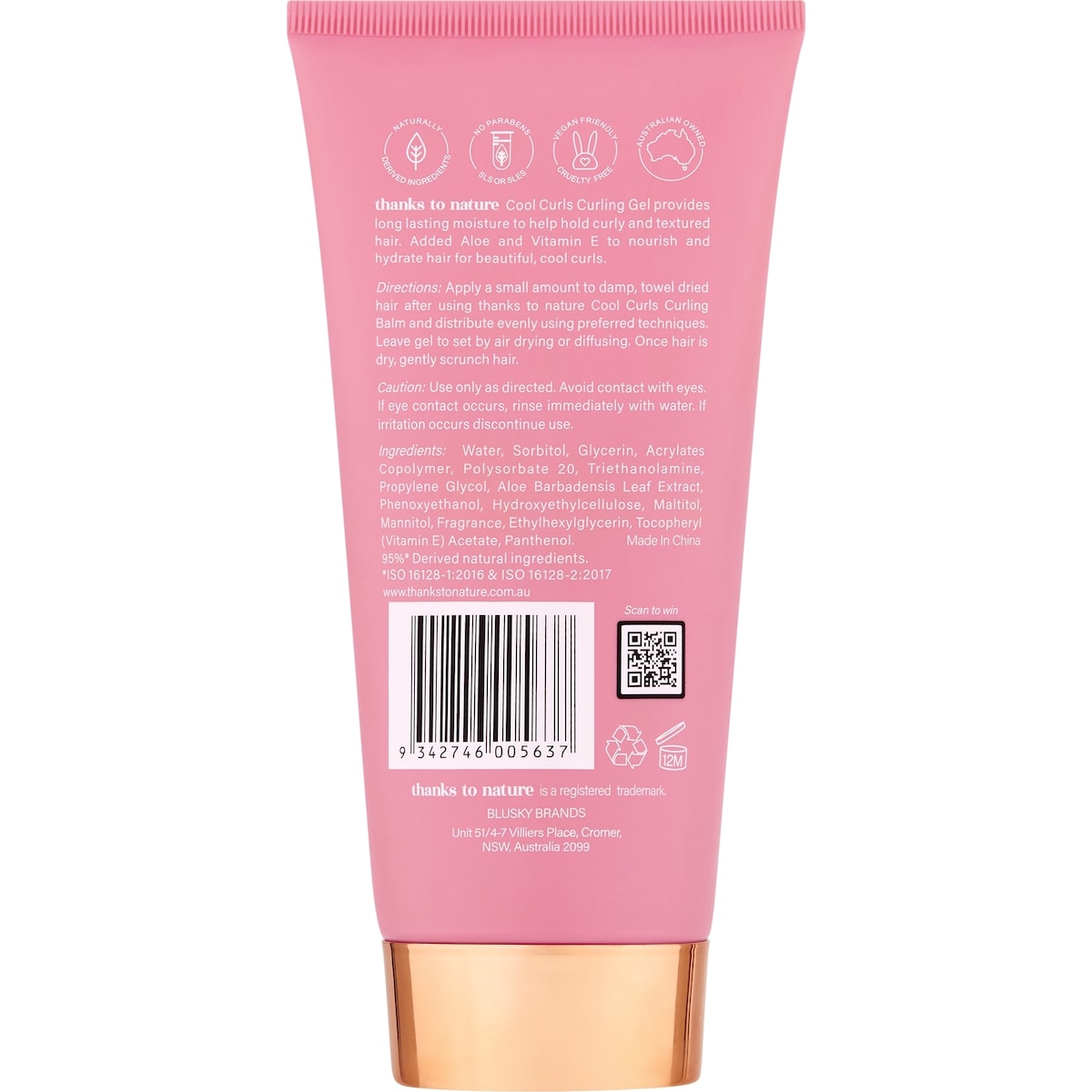 Thanks To Nature Cool Curls Gel With Aloe Vera For Curly Hair 150ml