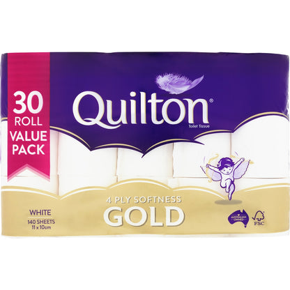 Quilton Gold 4 Ply Toilet Paper Paper 30 Pack