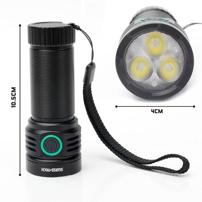 Swiss Tech Rechargeable Compact Turbo Flashlight - 3500lm - 102 x 41mm - 220m
