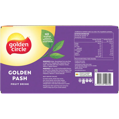 Golden Circle Fruit Drinks Lunch Box Poppers Multipack Golden Pash 250ml X24 Pack