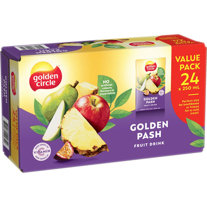 Golden Circle Fruit Drinks Lunch Box Poppers Multipack Golden Pash 250ml X24 Pack