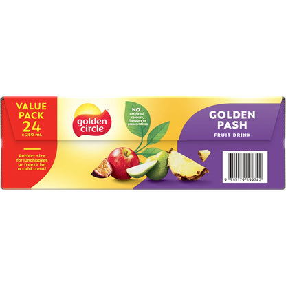 Golden Circle Fruit Drinks Lunch Box Poppers Multipack Golden Pash 250ml X24 Pack
