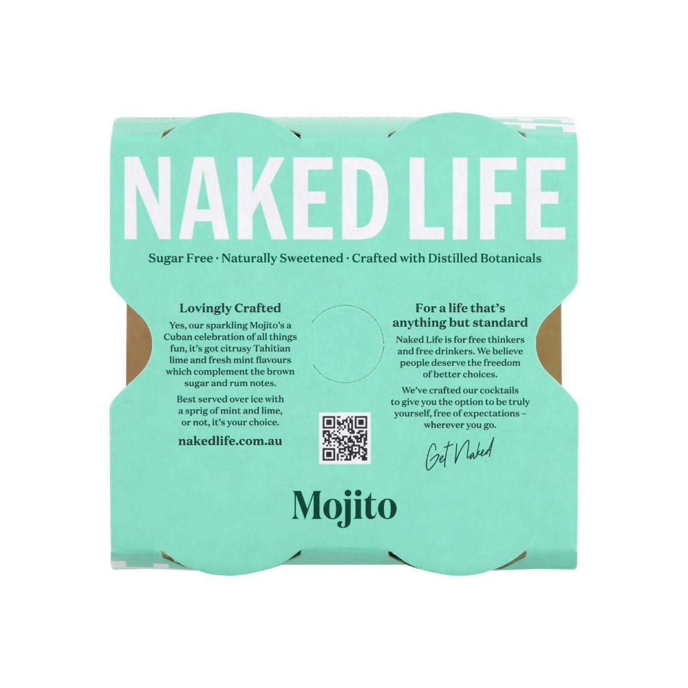 Naked Life Non Alcoholic Mojito Spritz Cocktail 250ml - 4 Pack