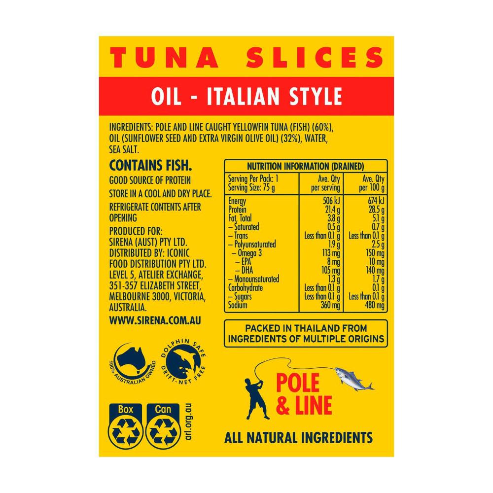 Sirena Oil Italian Style In Tuna Slices - 125g