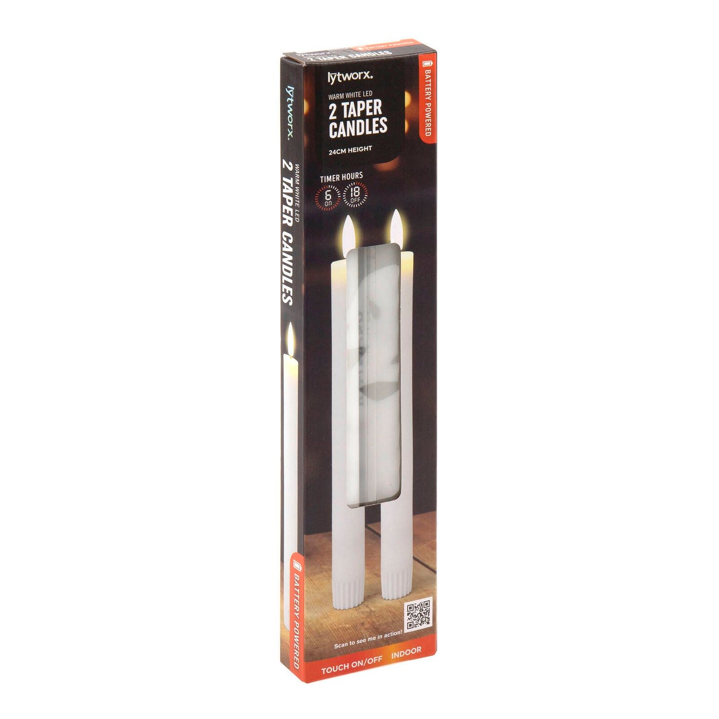 Lytworx 24cm LED Taper Candle - Warm White - 2 Pack