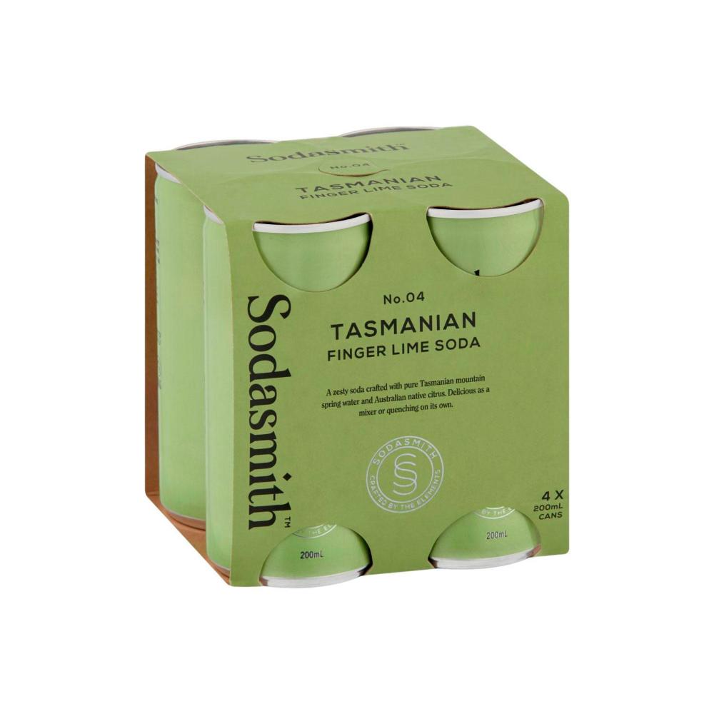 Sodasmith Finger Lime Soda Water Can 4x200ml - 4 pack