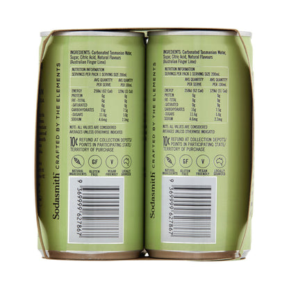 Sodasmith Finger Lime Soda Water Can 4x200ml - 4 pack