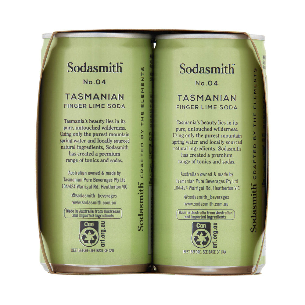Sodasmith Finger Lime Soda Water Can 4x200ml - 4 pack