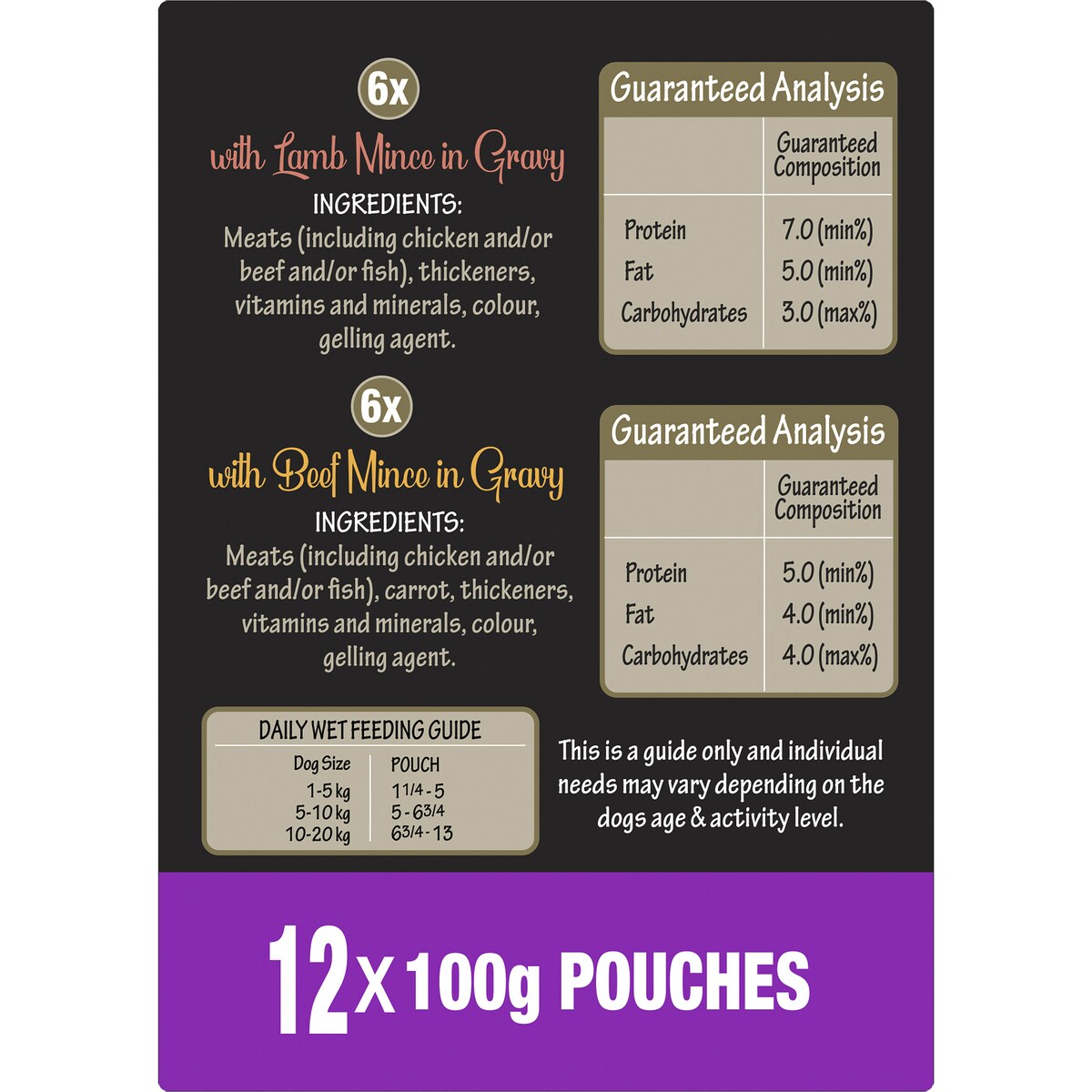 Ultimates Indulge Lamb Mince / Beef Mince With Gravy 12x100g