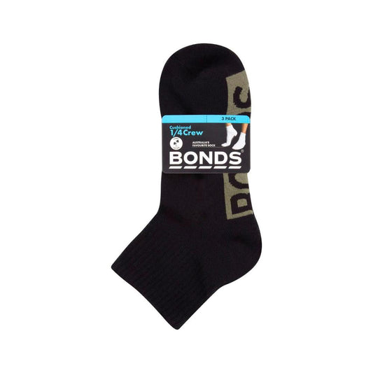 Bonds Mens Quarter Crew Mens Quarter Crew Logo Size 11+ - 3 pack