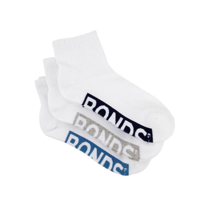 Bonds Mens Quarter Crew Mens Quarter Crew Logo Size 11+ - 3 pack