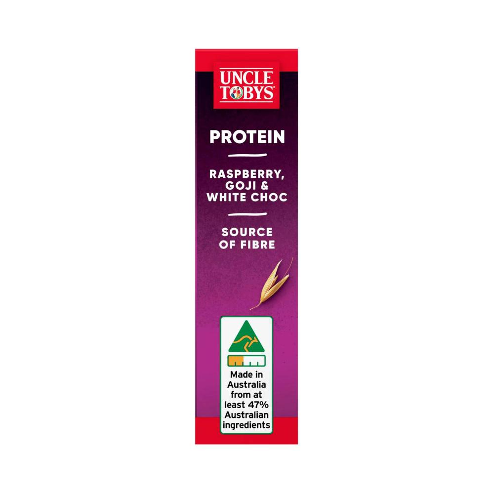 Une Tobys Protein Raspberry Goji & White Chocolate Muesli Bars School Lunchbox Snacks - 175g