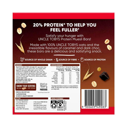 Une Tobys Protein Caramel & Dark Chocolate Muesli Bars School Lunchbox Snacks - 175g