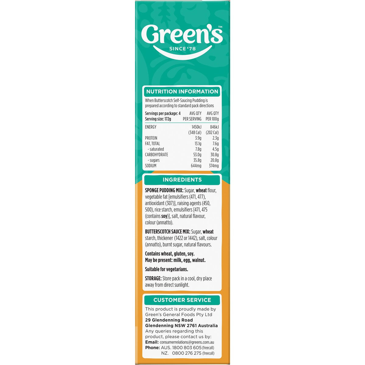 Green's Pudding Butterscotch Sponge 260g