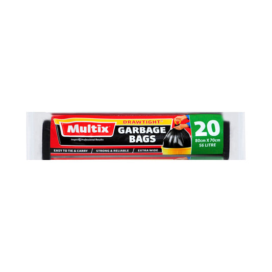 Multix Extra Wide Drawtight Garbage Bags 80cm x 70cm 56l - 20 pack