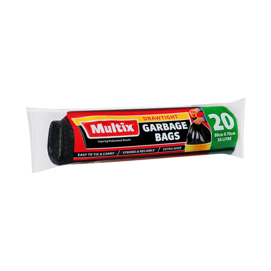 Multix Extra Wide Drawtight Garbage Bags 80cm x 70cm 56l - 20 pack