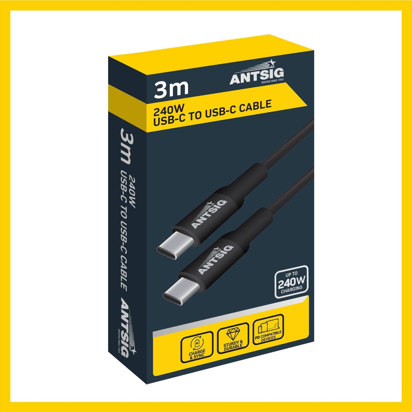 Antsig 240W USB C to USB C Cable - 3m