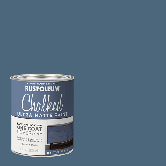 Rust Oleum Chalked Ultra Matte Paint Coastal Blue 887ml