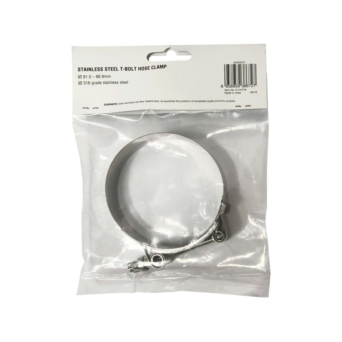 Enduraseal Stainless Steel T Bolt Hose Clamp 81-89mm - Grade 316