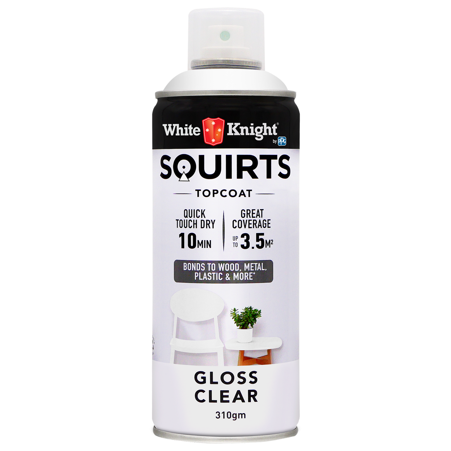 White Knight Squirts Clear Gloss Spray Paint - 310g
