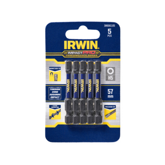 Irwin Impact Pro Performance Bits 57mm H5 5 Pack