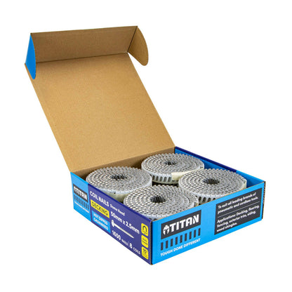 Titan Collated Coil Nail Dome Ring - 50 x 2.5mm - 1600 Pack
