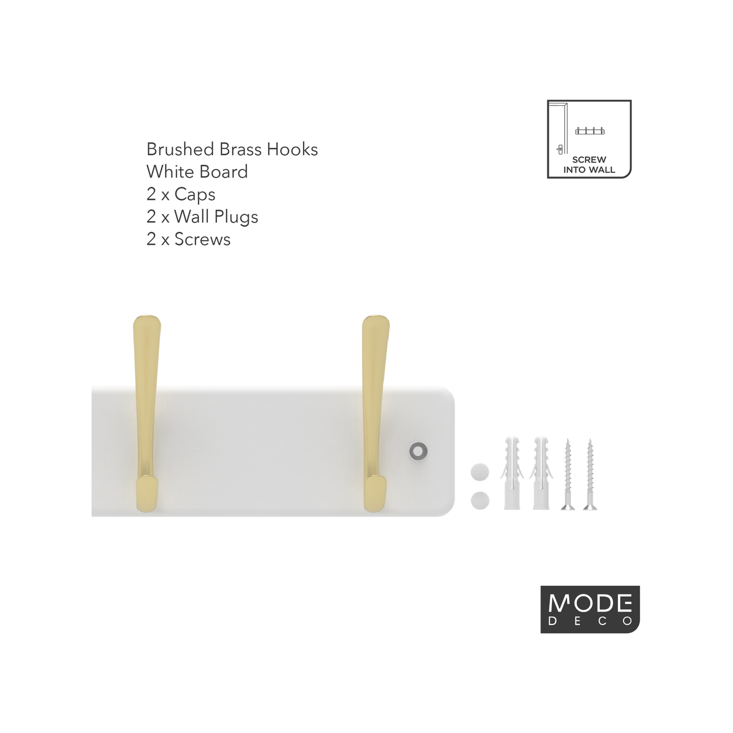 Mode Hat and Coat Rack - 4 Hooks - 450 x 70mm