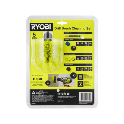 Ryobi Drill Brush Set - 285 x 90 x 218mm - 5 Piece