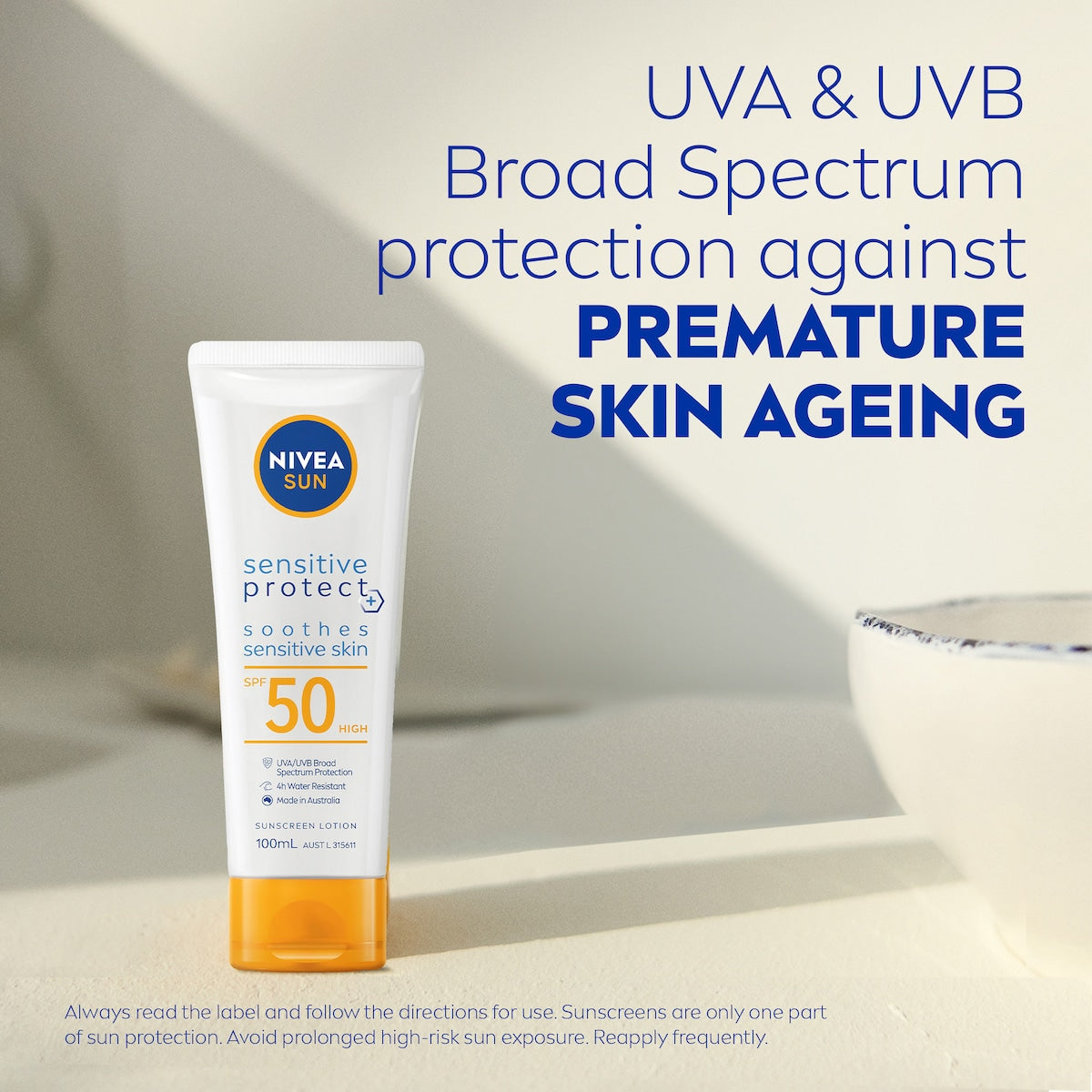 Nivea Spf 50 Sun Sensitive Protect Sunscreen Lotion 100ml