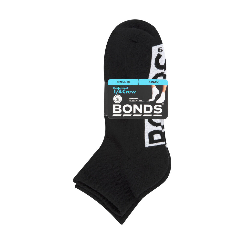 Bonds Mens 1/4 Crew Socks Size 11-14 - 3 pack