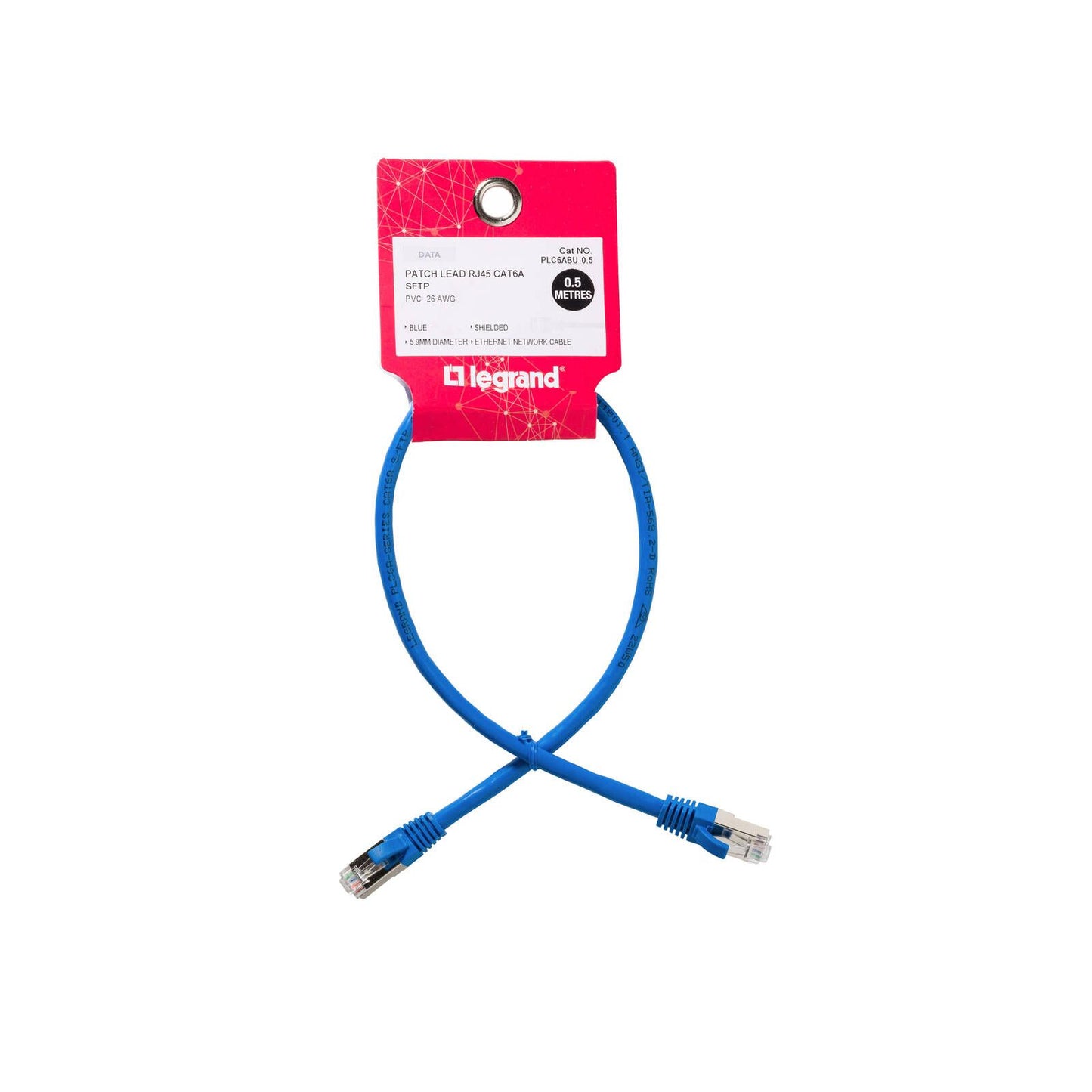 Legrand Cat6A RJ45 S/FTP Patch Lead - 0.5m - Blue