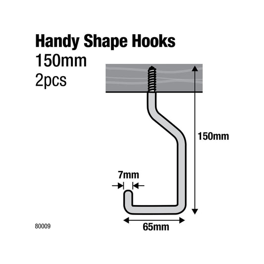 Everhang Handy Storage Hooks - 152mm x 60mm - Steel PVC Coated - 2 Pack