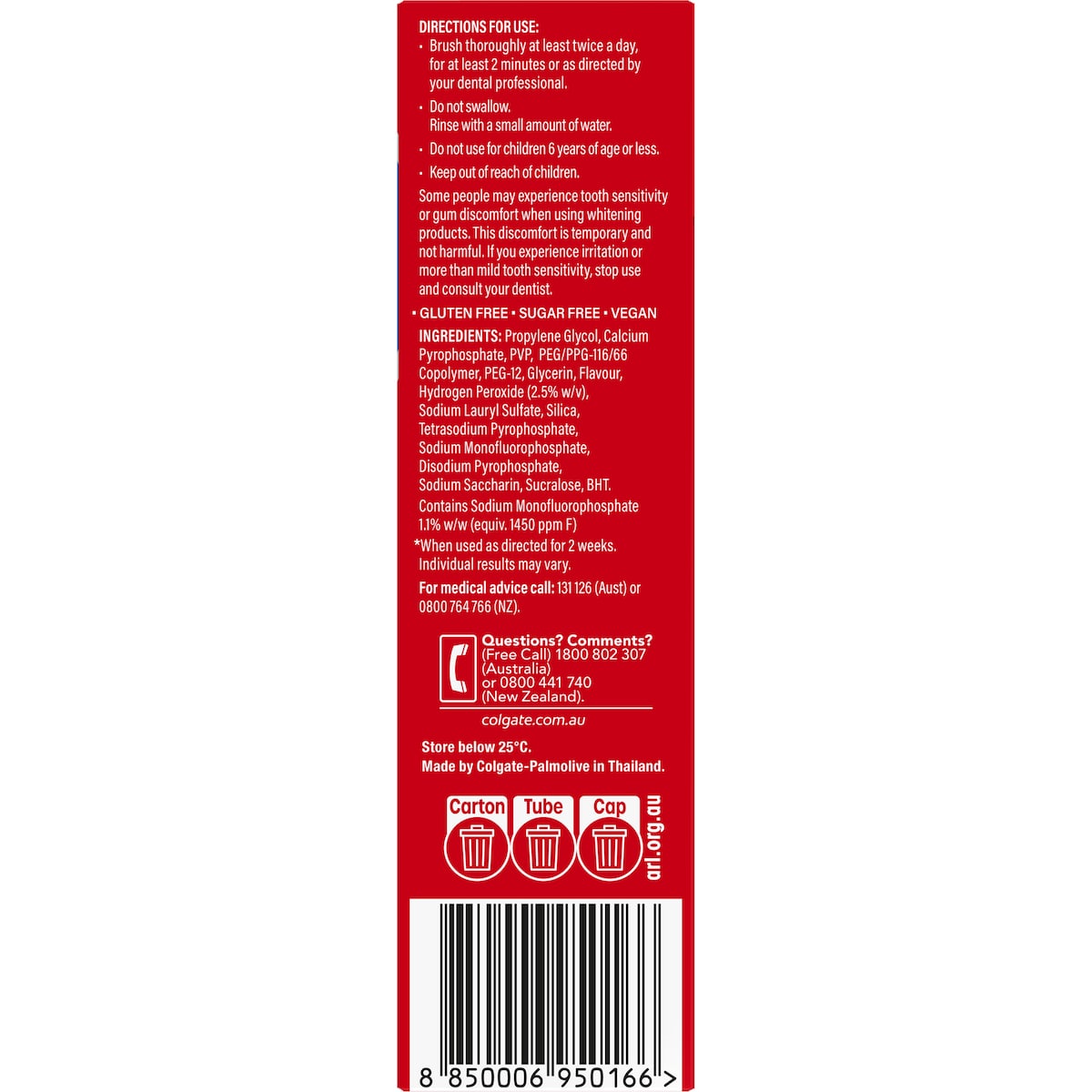 Colgate Teeth Whitening Toothpaste Optic White Luminous Enamel 85g