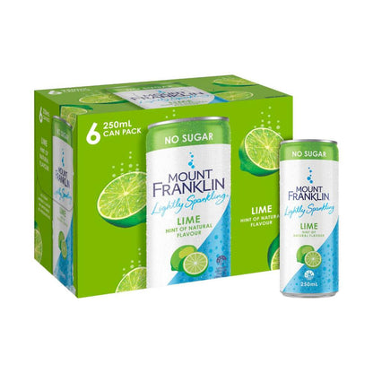 Mount Franklin Sparkling Water Cans Lime 250ml - 6 Pack