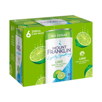 Mount Franklin Sparkling Water Cans Lime 250ml - 6 Pack
