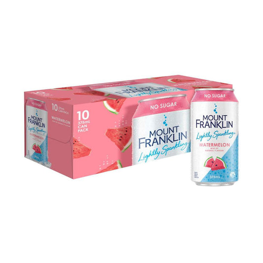 Mount Franklin Lightly Sparkling Water Watermelon Multipack Cans 375ml - 10 Pack