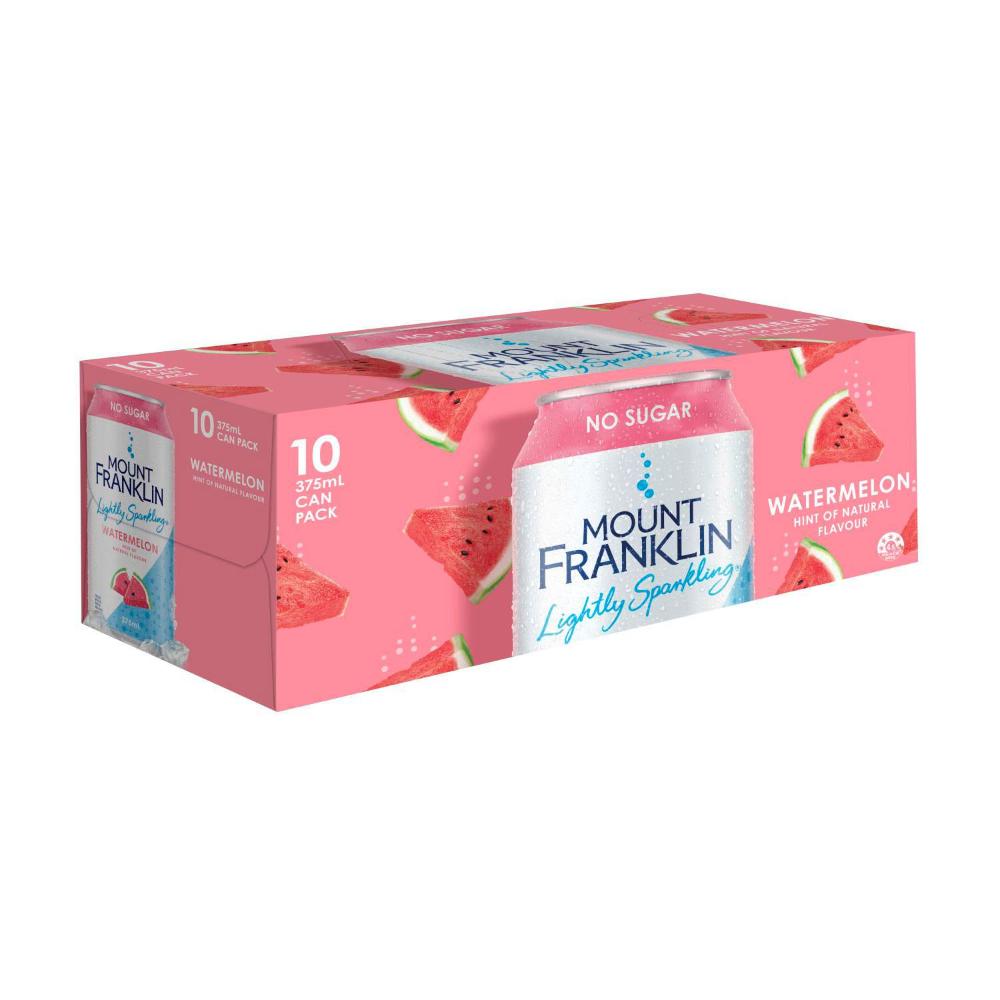 Mount Franklin Lightly Sparkling Water Watermelon Multipack Cans 375ml - 10 Pack