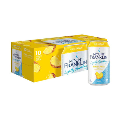 Mount Franklin Lightly Sparkling Water Pineapple Multipack Cans 375ml - 10 Pack