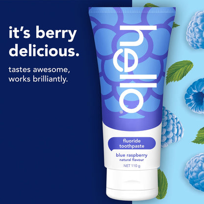 Hello Flouride Toothpaste Blue Raspberry 110g