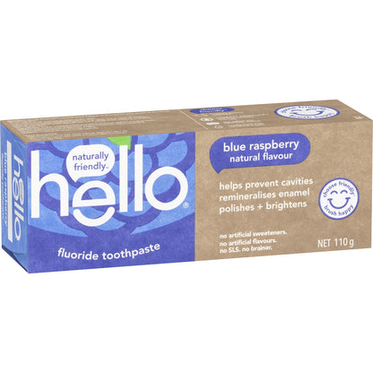 Hello Flouride Toothpaste Blue Raspberry 110g